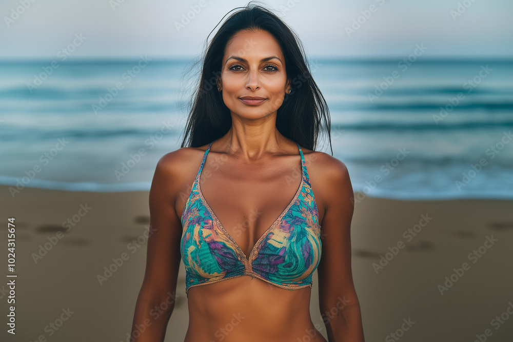 Portrait of an 40 year old Indian Woman on the beach, Portrait of an 40 year old Indian Woman on the beach,