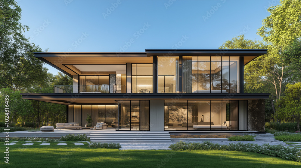 Beautiful Modern House with Contemporary Glass, Concrete, and Wood Architecture Beautiful Modern House with Contemporary Glass, Concrete, and Wood Architecture