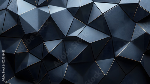 Abstract Black Low-Poly Background with Geometric Shapes. 