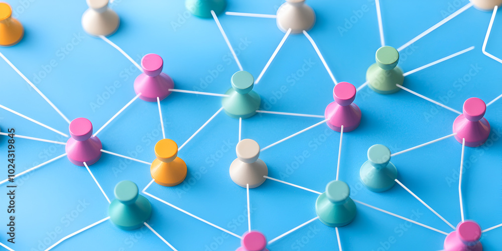 Group of People Standing in Front of Blue and White Light Dots Representing Connectivity Group of People Standing in Front of Blue and White Light Dots Representing Connectivity
