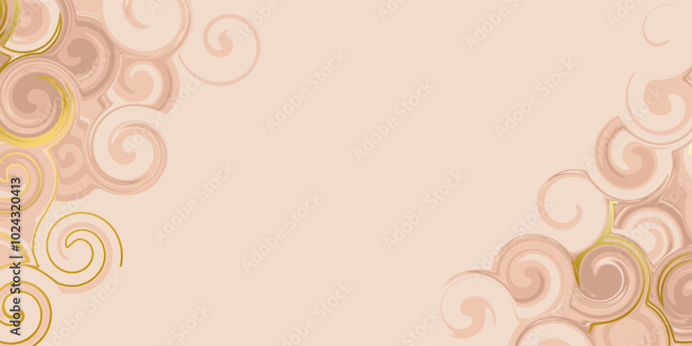 Nude tan fluid swirl horizontal background with golden elements to create a trendy cover. Beige texture for web design. Nude tan fluid swirl horizontal background with golden elements to create a trendy cover. Beige texture for web design.