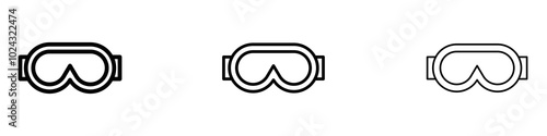 Goggles icon in tree different line stroke sizes.