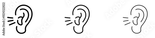 Listening icon in tree different line stroke sizes.