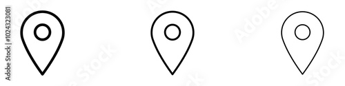 Navigation pin icon in tree different line stroke sizes.