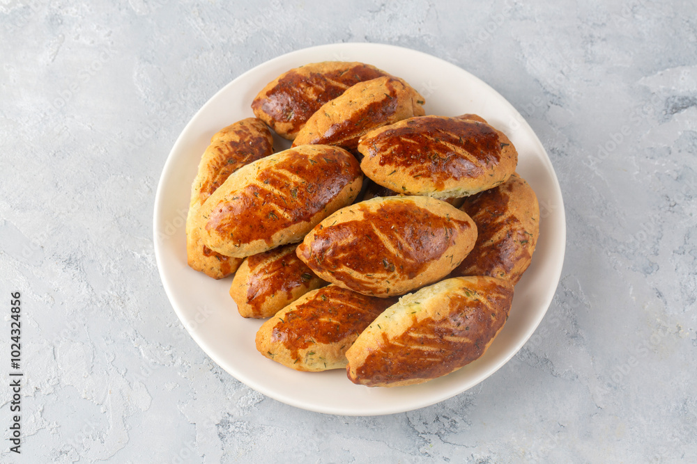 Delicious Turkish food; dill cheese pastry, Turkish name; dere otlu peynirli pogaca