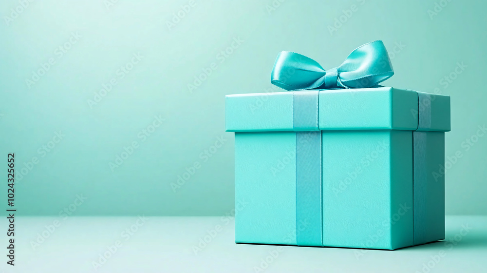 Obraz premium On a soft green backdrop, a gift box sits with a subtle shadow adding depth