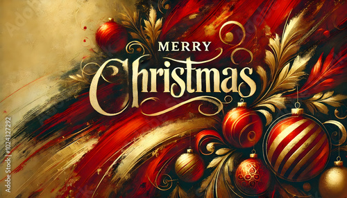 Elegant Merry Christmas Card with Ornaments Design
