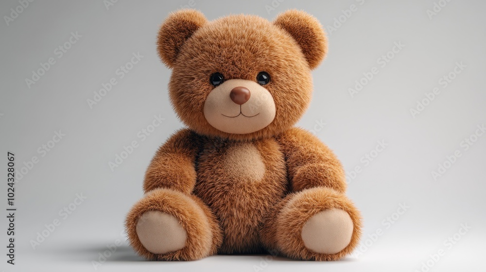 A brown teddy bear sits on a plain white background. A brown teddy bear sits on a plain white background.