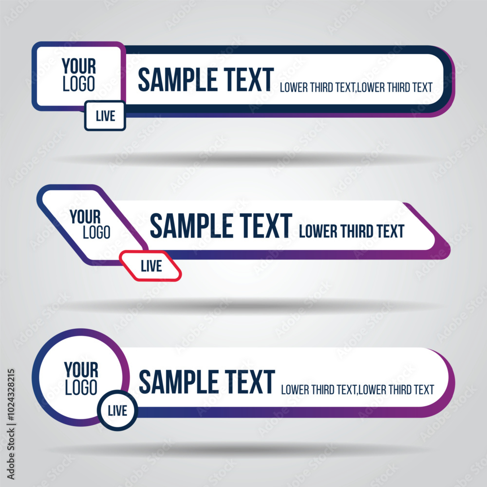 Lower third white and colorful design template modern contemporary. Set of banners bar screen broadcast bar name. Collection of lower third for video editing on transparent background. Lower third white and colorful design template modern contemporary. Set of banners bar screen broadcast bar name. Collection of lower third for video editing on transparent background.