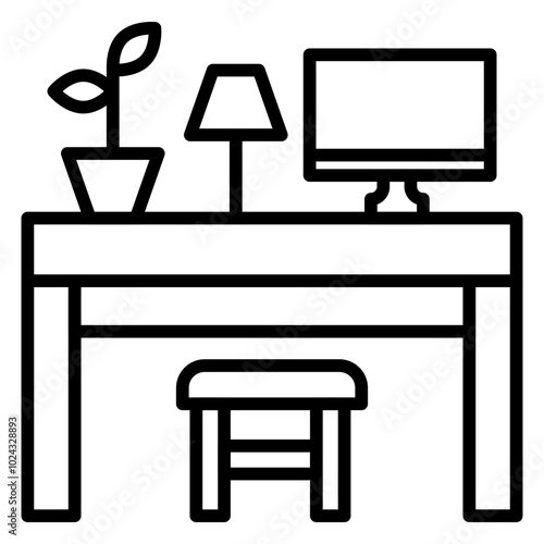 Dedicated Desk Vector Icon Style