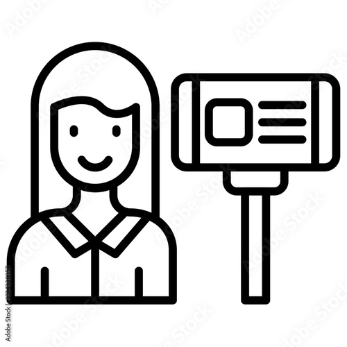 Female Vlogger Vector Icon Style