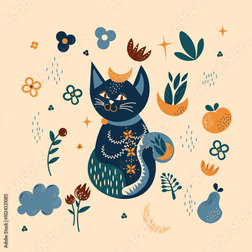 Folk Art Animal Design Element