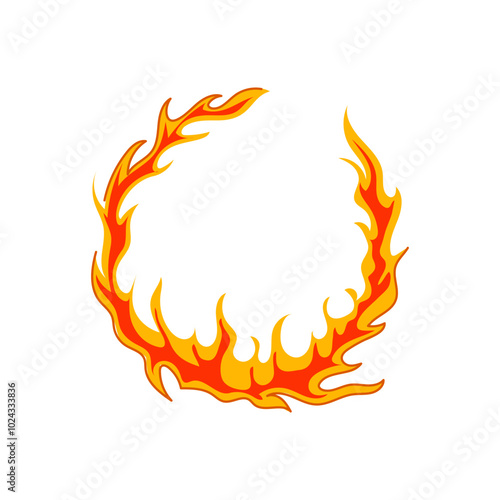 flame circle fire cartoon. heat burn, inferno smoke, ignition spark flame circle fire sign. isolated symbol vector illustration
