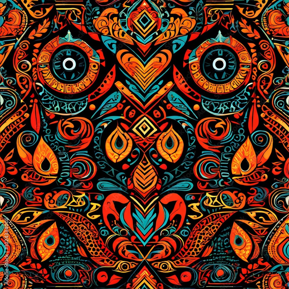 Fototapeta premium Vibrant, Tribal, Ethnic Motifs, Bold Patterns, and Colorful Designs for Textile Art