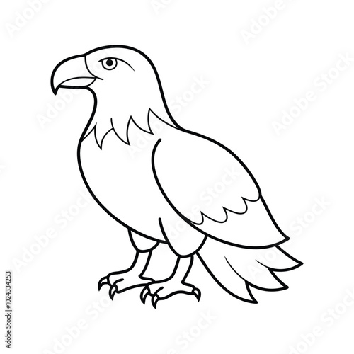 simple line art of an eagle illustration isolated on white background 