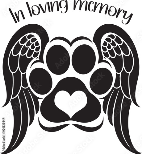 memorial image of a paw vector illustration
