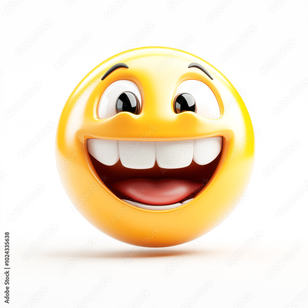Fototapeta premium Grinning face with sweat 3d emoji isolated on white background