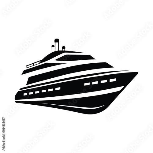 yacht isolated on white background, Luxury Yacht Icon