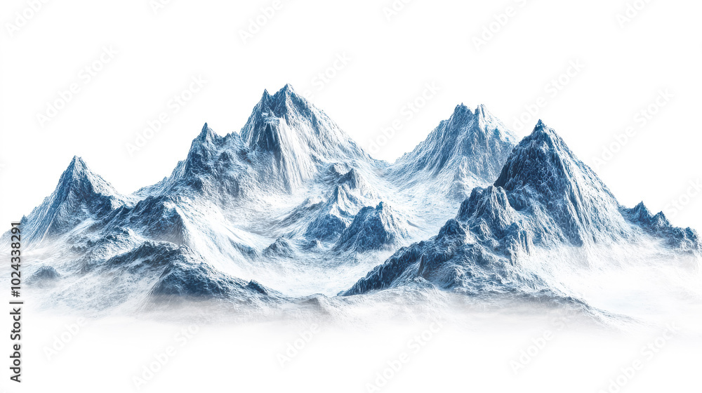 Snow mountains landscape isolated on white background Snow mountains landscape isolated on white background