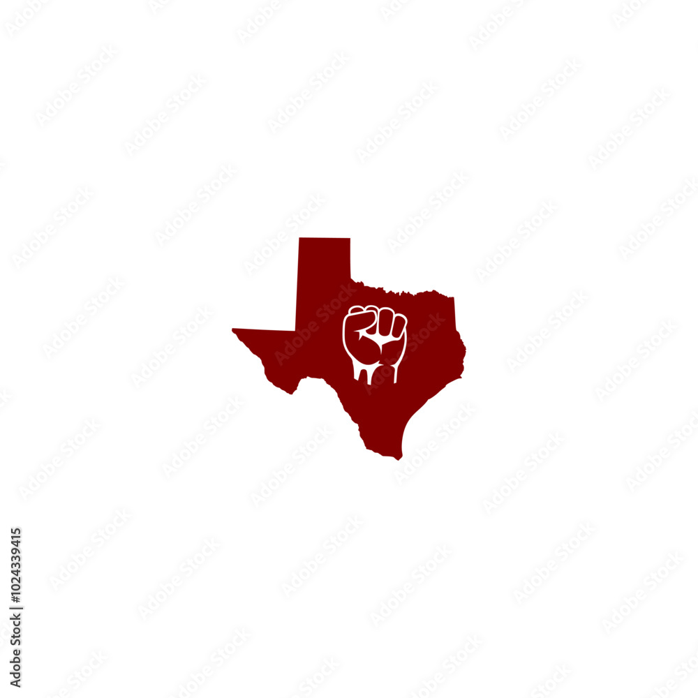 Fototapeta premium Texas map shape. Texas protest symbol icon isolated on white background