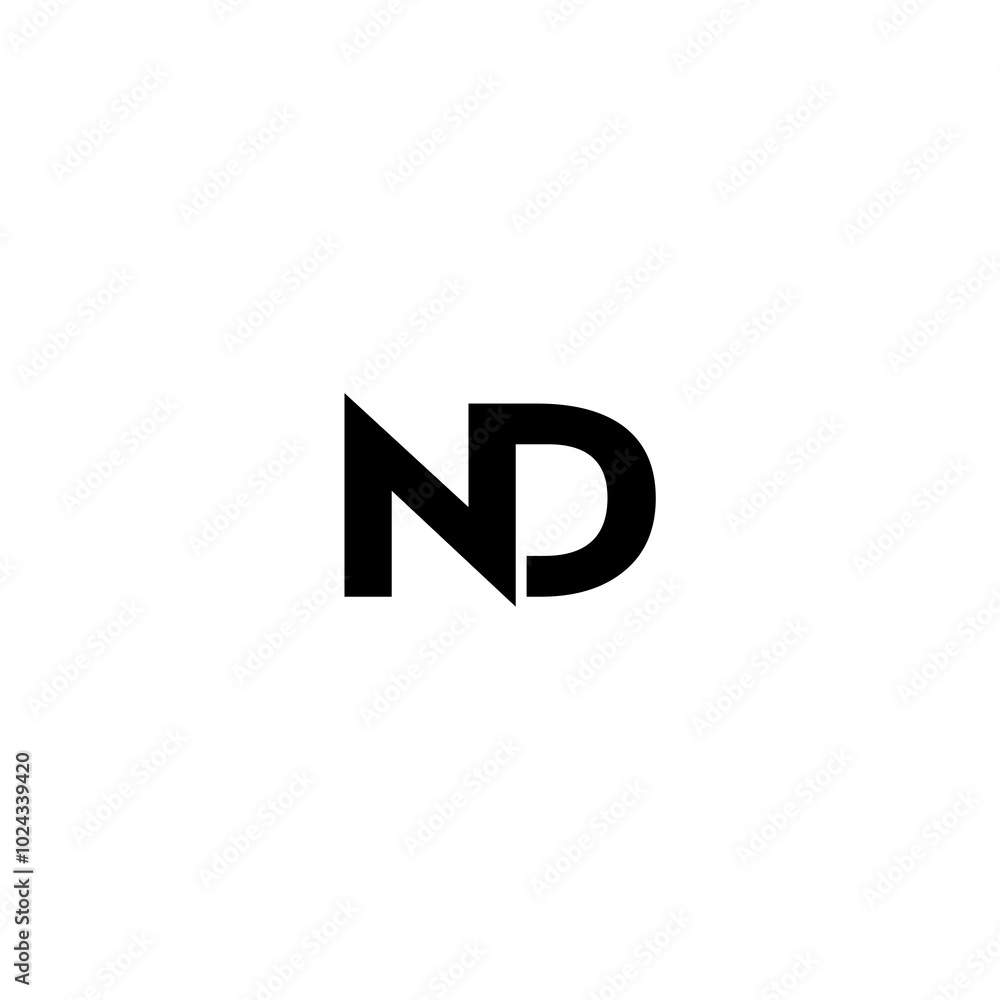 Letter ND logo isolated on white background Letter ND logo isolated on white background