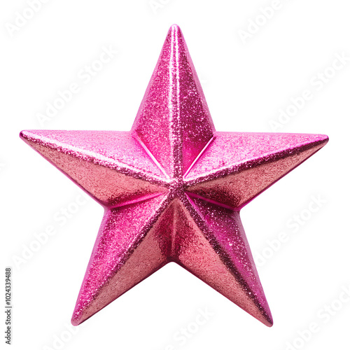 Beautiful pink single christmas star transparent background.