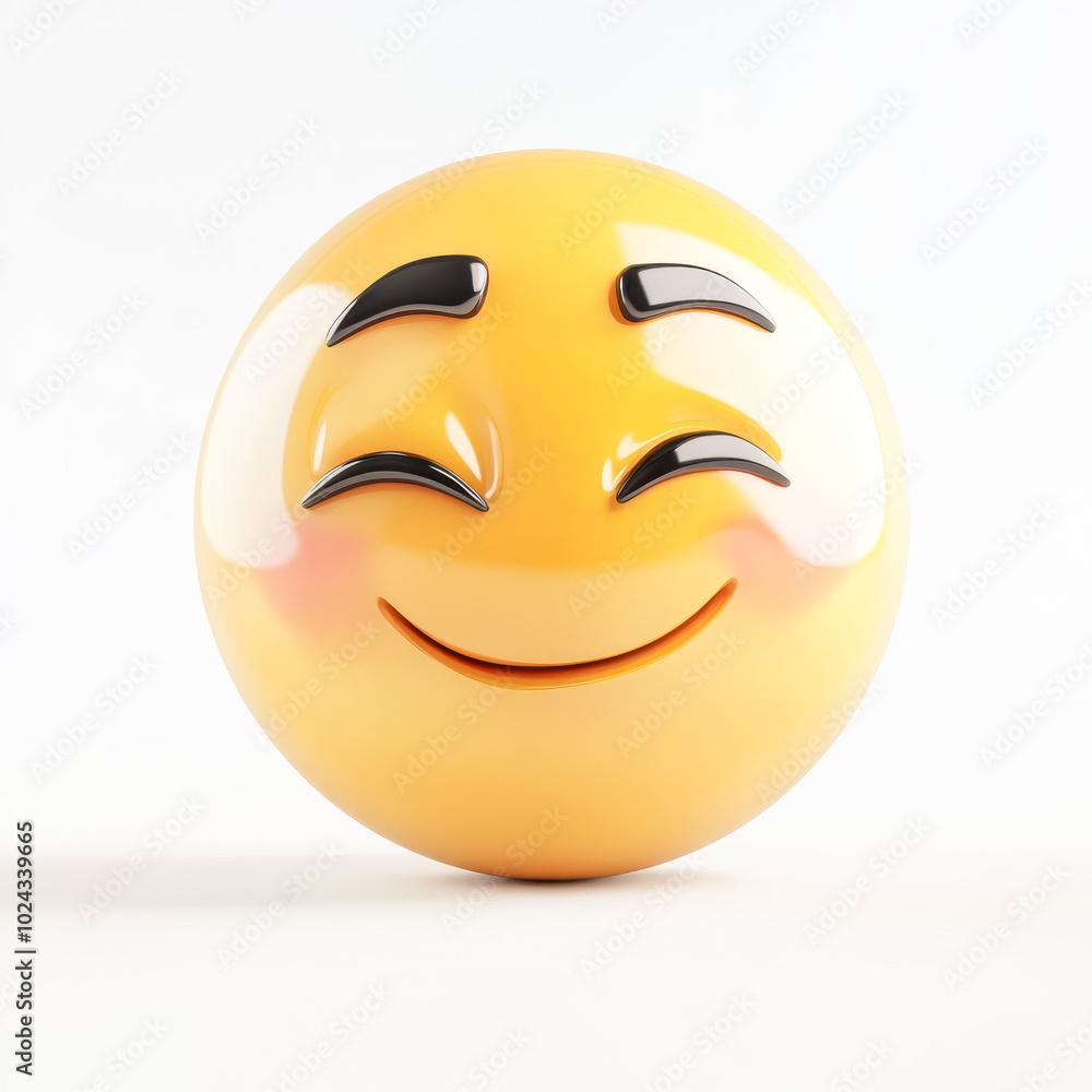 Fototapeta premium Winking face, 3D emoji isolated on white background, front view, emoji style, inflate style