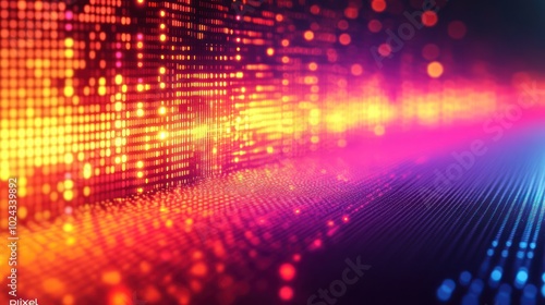 Wallpaper Mural Abstract digital background with glowing lines and dots in red, orange, and blue colors. Torontodigital.ca