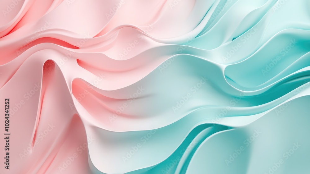 Vibrant Turquoise and Pink Abstract Art with Fluid, Twirling Forms Vibrant Turquoise and Pink Abstract Art with Fluid, Twirling Forms