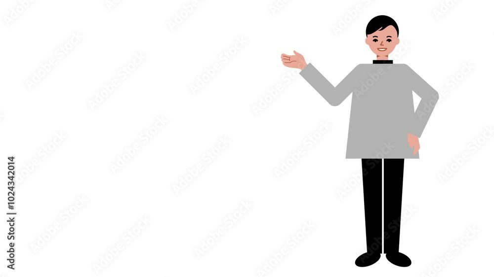 話しながら片手をあげて説明する男性の動画 話しながら片手をあげて説明する男性の動画