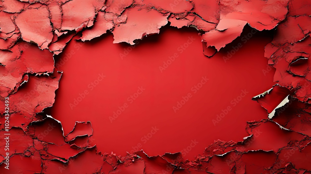 Red Peeling Paint with Circular Hole Red Peeling Paint with Circular Hole