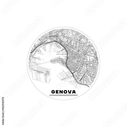 Schilderij op canvas vector map of the city of genova