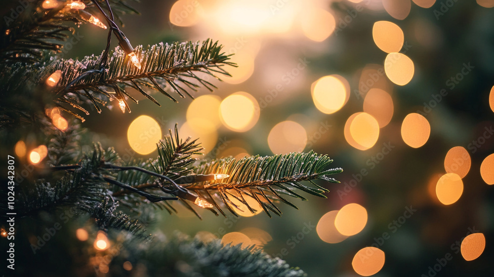 Glowing lights adorn a beautifully lit Christmas tree during the festive season Glowing lights adorn a beautifully lit Christmas tree during the festive season