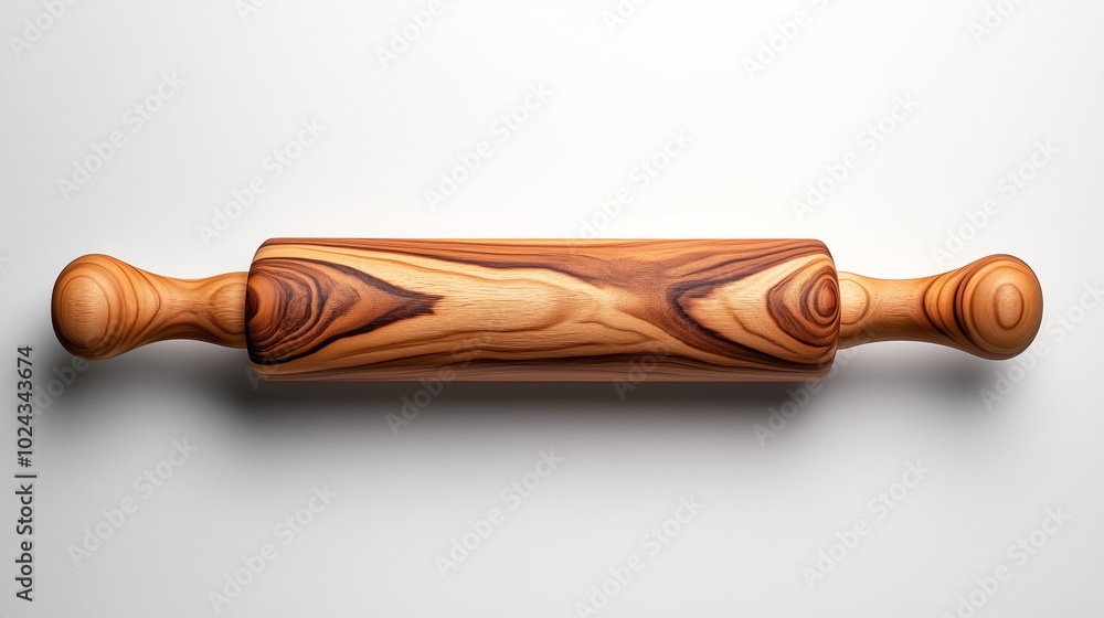 Elegant Wooden Rolling Pin on white background Elegant Wooden Rolling Pin on white background