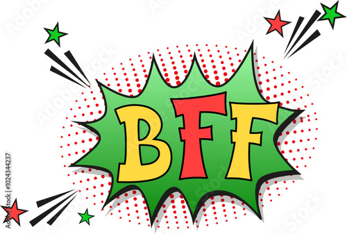 abbreviation bff (best friends forever) in retro comic speech bubble with halftone dotted shadow on white background. vector vintage pop art illustration easy to edit and customize. eps 10