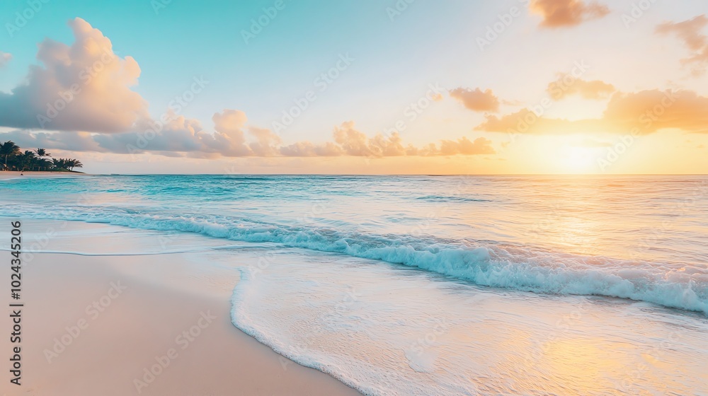 A beautiful tropical beach with crystal clear water and a stunning sunset. A beautiful tropical beach with crystal clear water and a stunning sunset.