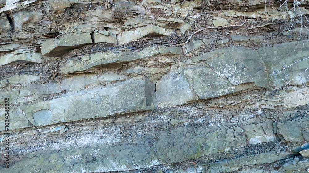 Layered rock mountain texture, Layered Rock, Trialeti Ridge, volcanic in origin. Layered rock mountain texture, Layered Rock, Trialeti Ridge, volcanic in origin.