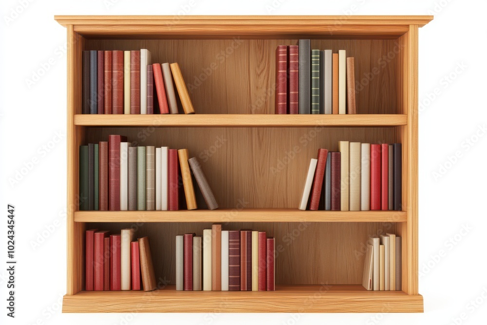 Bookshelf isolate on white background, clipping path Bookshelf isolate on white background, clipping path