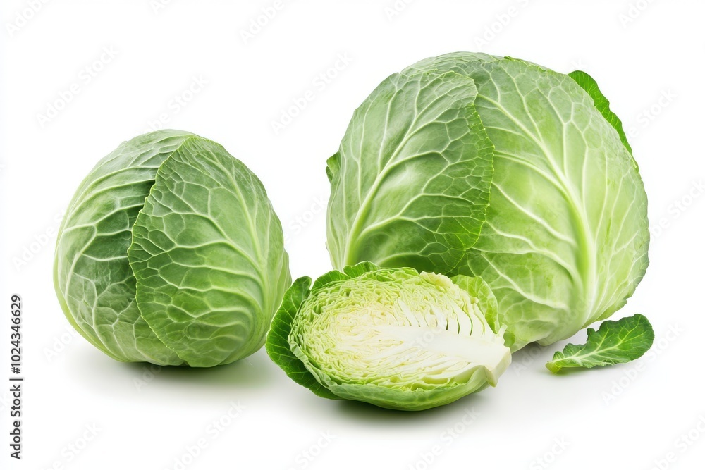 Cabbage isolated on white background, clipping path