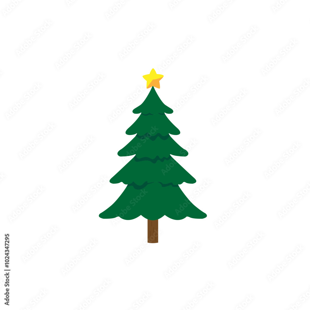 Christmas tree with a big yellow star,Christmas symbol icon. Christmas tree with a big yellow star,Christmas symbol icon.