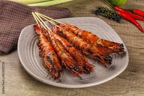 Tasty grilled tiger prawn snack