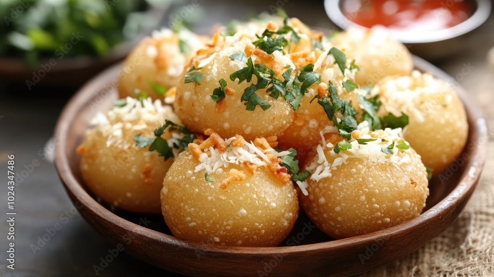 Cheese filled Pani Puri or Water Balls Cheese filled Pani Puri or Water Balls