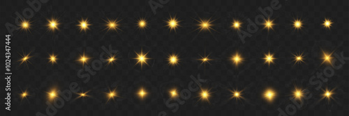 Set of bright beautiful stars.Flash of light on the background.Vector graphics.

