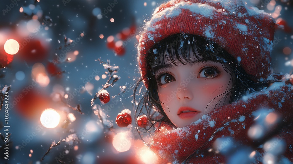 Woman Christmas Art, Abstract Christmas background Woman Christmas Art, Abstract Christmas background