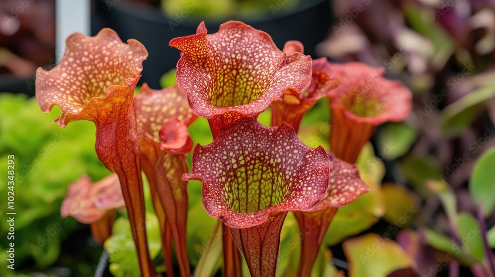 Carnivorous Sarracenia Pitcher Plant in Nursery Setting Carnivorous Sarracenia Pitcher Plant in Nursery Setting