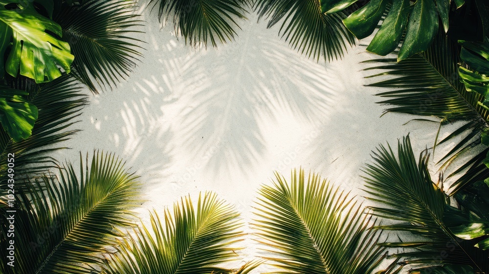Lush Tropical Jungle Foliage with Vibrant Green Palm Leaves Lush Tropical Jungle Foliage with Vibrant Green Palm Leaves