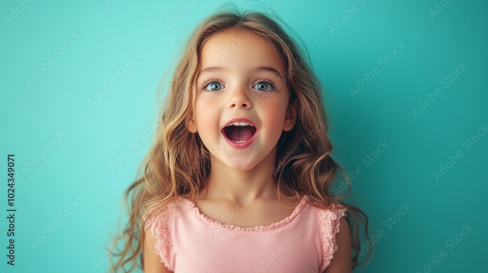 A young girl with long blonde hair is smiling and laughing A young girl with long blonde hair is smiling and laughing