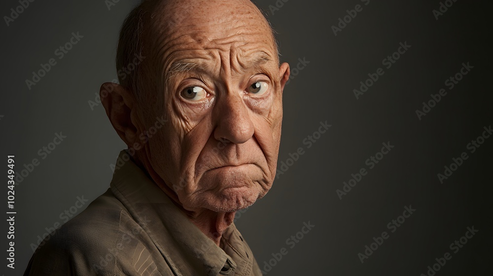 2. An older man with a look of deep contemplation, brow furrowed and eyes focused, against a neutral gray backdrop. 2. An older man with a look of deep contemplation, brow furrowed and eyes focused, against a neutral gray backdrop.
