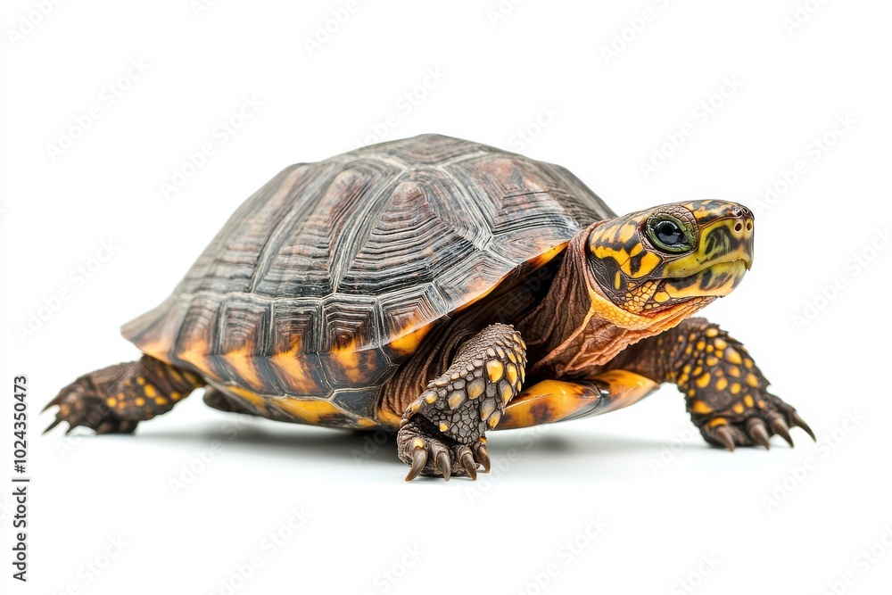 Fototapeta premium common box turtle, isolated on white