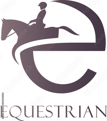 Equestrian Horse racing logo. Horse rider sports, jumping in barrier, silhouette